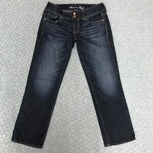 American Eagle Jeans Womens 2 Blue Artist Low Rise Dark Wash Denim Stretch Basic